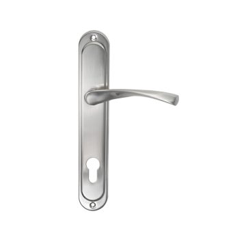 Set manere cu sild usi interior Gato Roma, zamac, finisaj nichel satinat, 90 mm