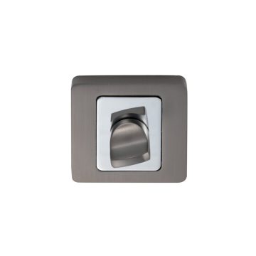Set rozeta patrata usi lemn interior Gato, 54 mm, zamac, finisaj crom - antracit