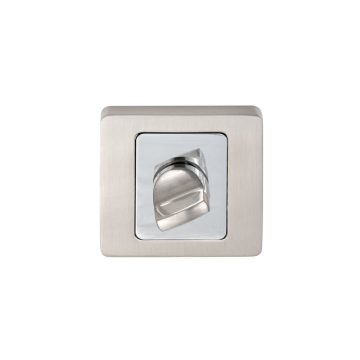 Set rozeta patrata usi lemn interior Gato, 54 mm, zamac, finisaj nichel cromat