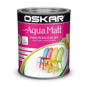 Vopsea pentru lemn/metal, Oskar Aqua Matt, interior/exterior, pe baza de apa, alb murdar vintage, 0,6 l