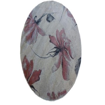 Covor modern Matrix 5546-16833, oval, polipropilena, model floral, bej, 200 x 300 cm