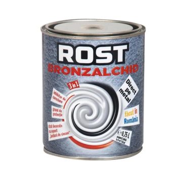 Email pentru metal Rost Bronzalchid 3 in 1, pe baza de solventi, argintiu, lucios, 4 l