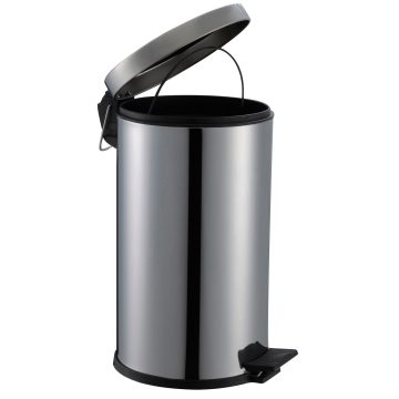Cos gunoi cu pedala, metal, argintiu, 12 l