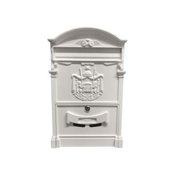 Cutie postala exterior Ferrobrand, tabla zincata, usa aluminiu, alb, 2 chei, 400 x 255 x 90 mm