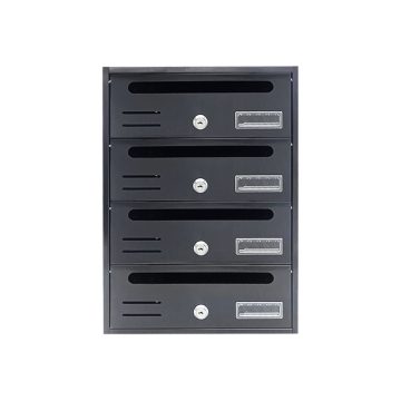 Cutie postala modulara exterior Ferrobrand Colectiv, 4 module, tabla zincata, gri antracit texturat, 420 x 300 x 170 mm