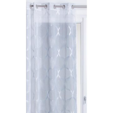 Perdea Sismo 011, poliester, model geometric, alb, 140 x 260 cm