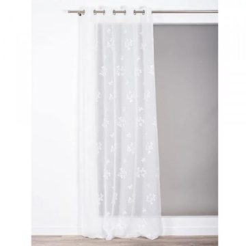 Perdea Fleurette Ivoire 021, poliester, model floral, ivoire, 140 x 240 cm