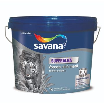 Vopsea superlavabila cu latex interior Savana, alb mat, 15 l