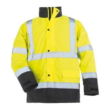 Jacheta de protectie Roadway, poliester, cu benzi reflectorizante, captusita, toamna-iarna, galben, marimea 2XL
