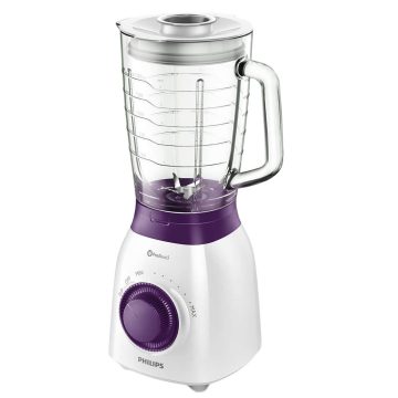 Blender Philips Viva Collection HR2173/00, 600 W, 2 l, 2 viteze, Alb/Mov