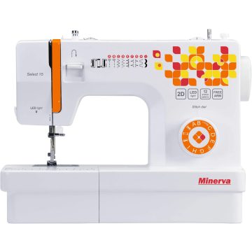 Masina de cusut Minerva SELECT 15, 12 programe, 800 rpm, Alb