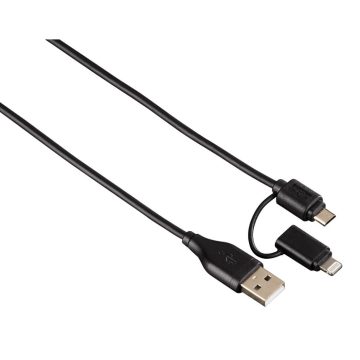 Cablu de date Hama U6124453, micro USB, compatibil iPhone, Negru
