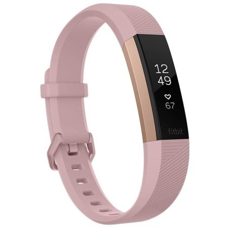 Smartband fitness Fitbit Alta HR, Marimea L, Roz Auriu