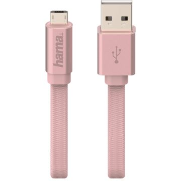 Cablu de date Hama Design Line 178205, Micro USB, Roz