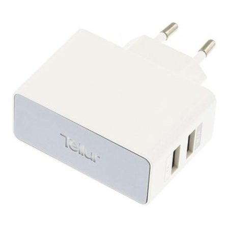 Incarcator de retea Tellur TLL151021, Dual USB, Alb