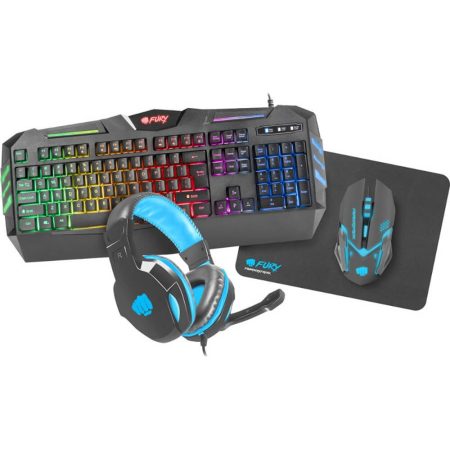 Kit Tastatura + Casti + Mouse + Pad Fury 4 in 1 Thunderstreak