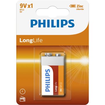 Baterie Philips LongLife 6F22L1B/10, 9 V, 1 buc