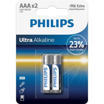 Baterii Philips Ultra Alkaline LR03E2B/10. AAA, 2 buc