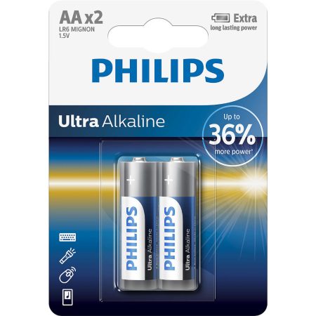 Baterii Philips Ultra Alkaline LR6E2B/10, AA, 2 buc