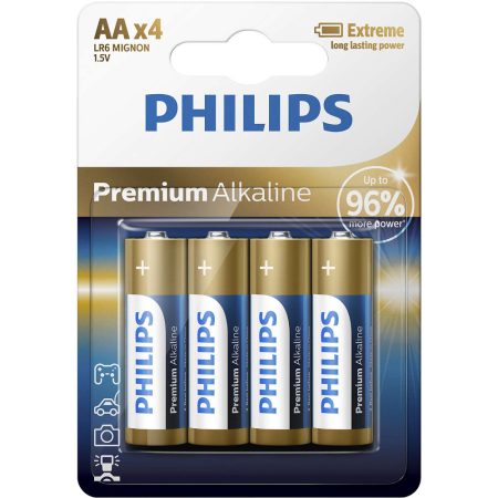 Baterii Philips Premium Alkaline LR6M4B/10, AA, 4 buc