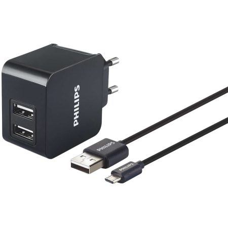 Incarcator retea Philips DLP2307U/12, Dual USB, Negru