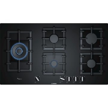 Plita incorporabila Bosch PPS9A6B90, 5 arzatoare gaz, Wok