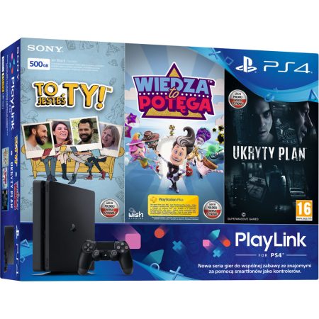 Consola Sony PS4 Slim (PlayStation 4),&nbsp;500GB, Negru + That`s You! + Hidden Agenda + Knowledge is Power