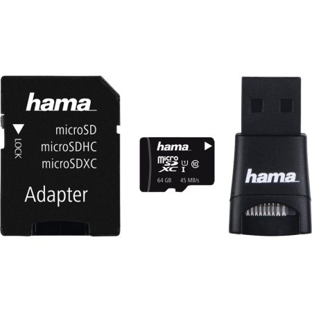 Card de memorie Hama 114954 microSDXC, 64GB, Clasa 10 + Adaptor + USB