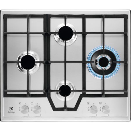 Plita incorporabila Electrolux KGS6456SX, Gaz, 4 arzatoare, WoK