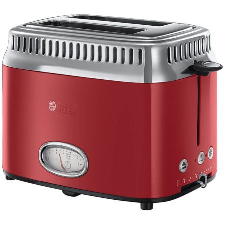 Prajitor de paine Russell Hobbs Retro Ribbon 21680-56, 1200 W, 2 felii, Rosu