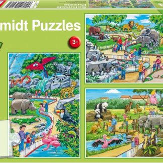Puzzle 3 x 24 piese - O zi la Zoo