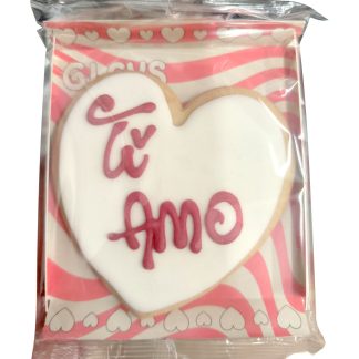 Biscuiti artizanali - Cuore bianco - Ti amo, rosu
