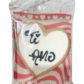 Biscuiti artizanali - Cuore bianco - Ti amo, negru