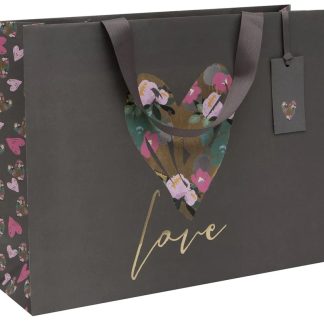 Punga de cadou - Landscape Large - Love Heart Grey