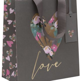 Punga de cadou - Medium - Love Heart Grey