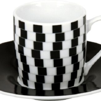 Set 4 cesti cu farfurie - Espresso Optical Illusion