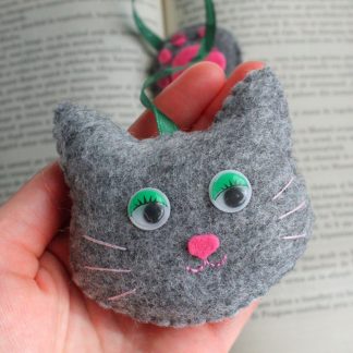 Semn de carte - Pisica gri ochi verzi - Suzie