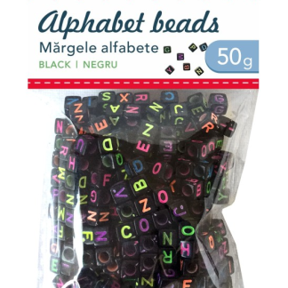 Accesorii craft - Margele alfabet negre