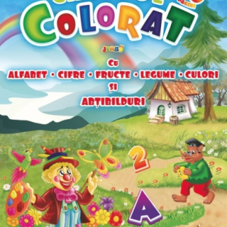 Carte de colorat cu alfabet, cifre , legume ,culori si abtibilduri