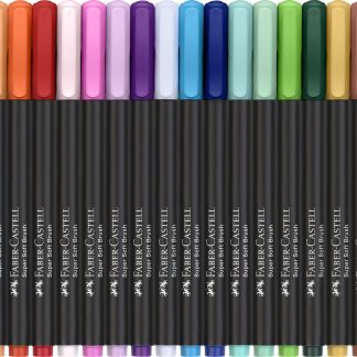 Set 20 carioci cu varf tip pensula - Faber-Castell - Black Edition