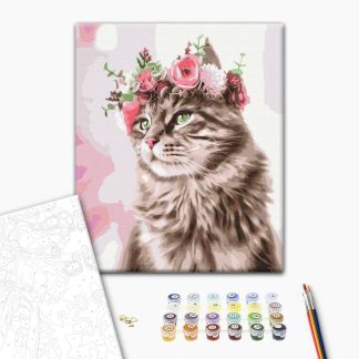 Pictura pe numere - Tandrete felina, 40x50 cm