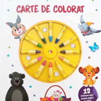 Disney Bebe. Carte de colorat. 12 creioane mici pentru maini de pitici
