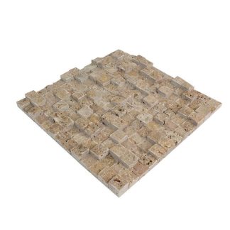 Mozaic Travertin Noce 3D Scapitat, 2.5 x 2.5 cm