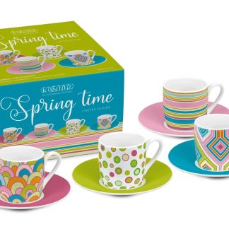 Set 4 cesti cu farfurie - Spring Time