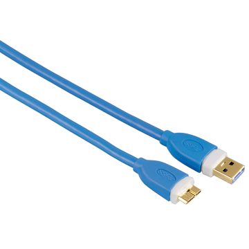 Cablu Hama 39682 Micro USB 3.0, Gold-plated, dublu ecranat, Albastru
