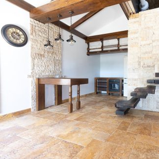 Travertin Yellow Cross Cut French Pattern Periat / Daltuit, 1.2 cm