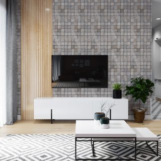 Mozaic Travertin Silver Antichizat, 4.8 x 4.8 cm