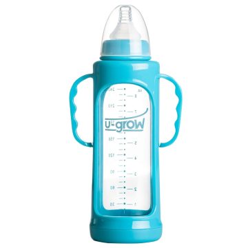 Biberon cu protectie U-Grow A-1008, Sticla, 240 ml