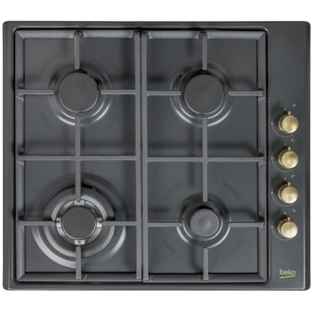 Plita incorporabila rustica Beko HIZG64125SAR, Gaz, 4 Arzatoare, Aprindere electrica, Antracit