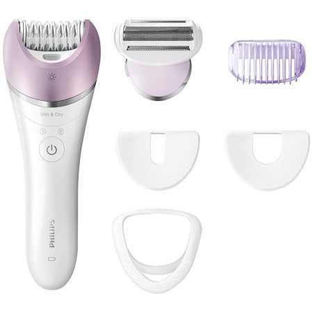 Epilator Philips BRE635/00, 32 puncte de prindere, 2 viteze, Umed/Uscat, Alb/Violet